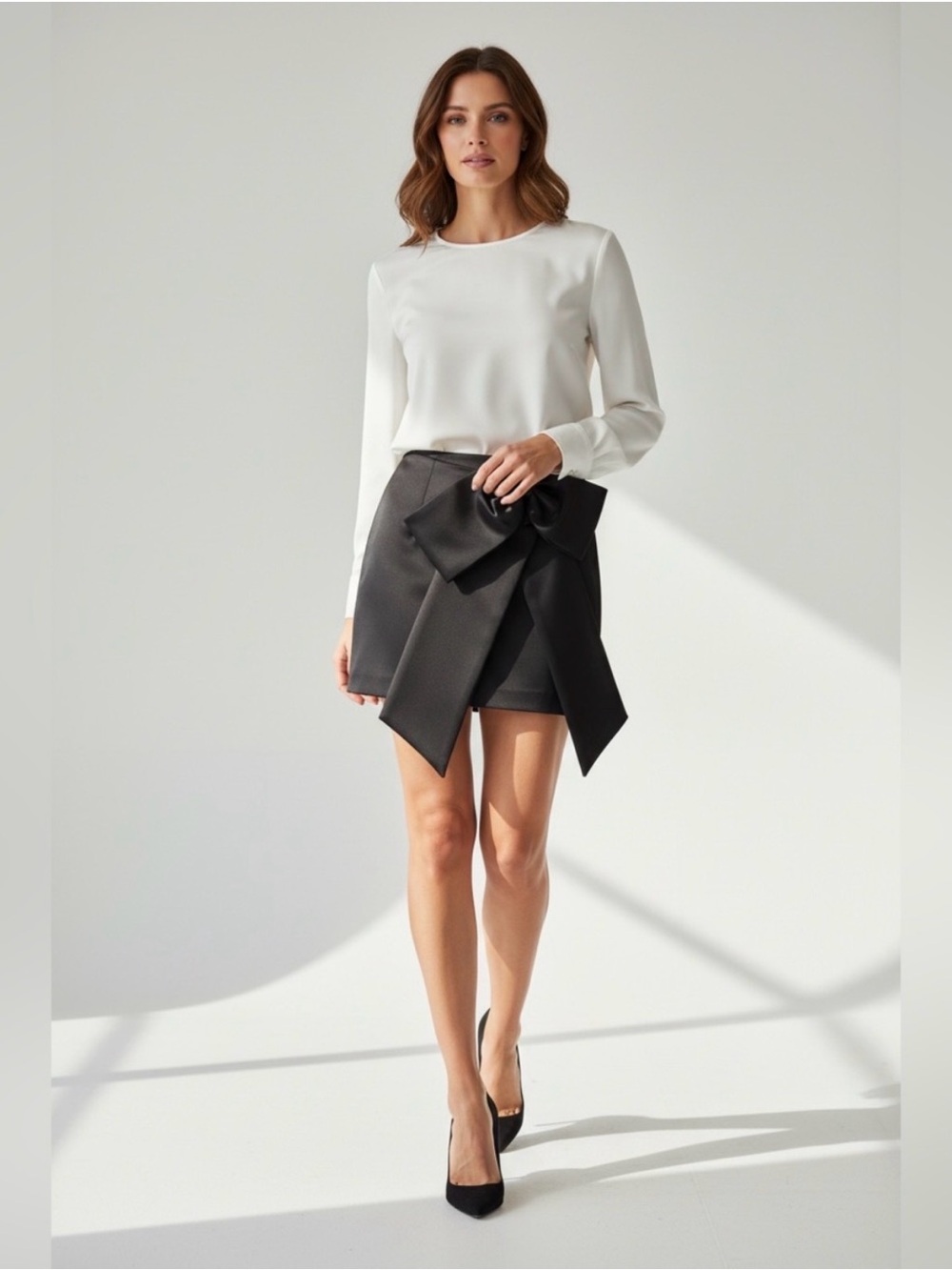 Antonio Melani Antoinette Stretch Mikado Bow Mini A-Line Skirt - NWT